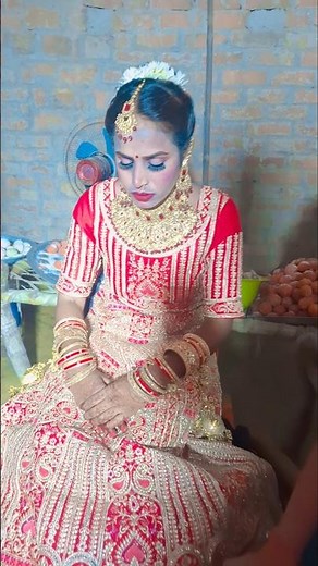 The bride is dressed up