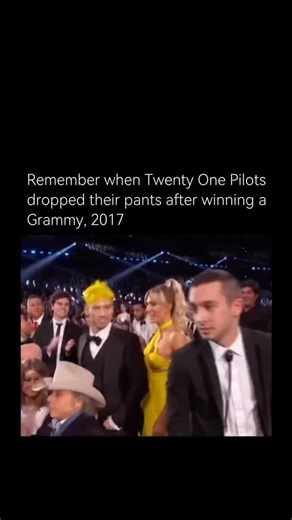 History Hidden on Instagram: "At the 2017 Grammy Awards, Twenty One Pilots made headlines by dropping their pants on stage right before accepting the award for Best Pop Duo/Group Performance for “Stressed Out.” The moment looked shocking at first, but it was actually a callback to a long-running joke between bandmates Tyler Joseph and Josh Dun, who had once promised each other that if they ever won a Grammy, they’d accept it in their underwear. True to their word, they followed through years lat