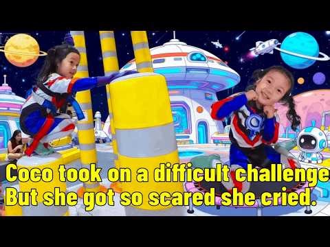 Coco And Her Dad Went To The Children's Amusement Park For A Challenge But Got Scared And Cried.