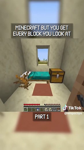 Minecraft, But You Get Every Block You Look At! Part 1 #minecraft #wisp #mcyt #minecraftbut
