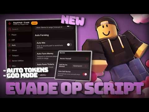 *NEW* Evade Script NO KEY - Auto Farm Tokens, Auto Revive Players, Auto Self Revive, God Mode & More