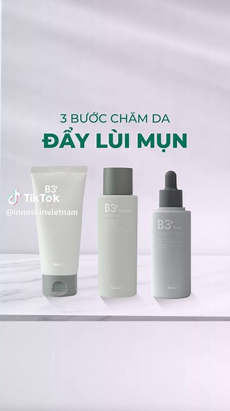 Routine skincare dành cho da mụn cần chú ý những gì? Innoskin mách bạn xây dựng chu trình chăm sóc da tập trung vào các yếu tố: ➖ Làm sạch: Loại bỏ bụi bẩn, dầu thừa và bạt sừng nhẹ nhàng ngăn chặn bít tắc lỗ chân lông ➖ Giảm viêm: Xoa dịu phản ứng viêm trên da là chìa khoá cần thiết để hỗ trợ giảm mụn sưng viêm, đỏ ➖ Làm dịu - Phục hồi: Mụn làm suy yếu hàng rào bảo vệ da, để lại nguy cơ thâm - sẹo mụn nếu không phục hồi chăm sóc đúng cách 👉Cùng Innoskin xem thử những sản phẩm nào của dòng B3 x