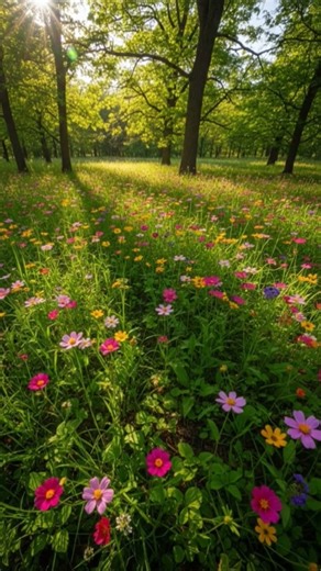 Field of Wildflowers | Nature in Bloom Beneath the Trees