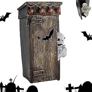 Outhouse Mummy Animated Decor,2024 New Pine Wood Animated Talking Farting Mummy Outhouse, Spooky and Fun Halloween Decorations, Outhouse Mummy Animated Decor Halloween Ornaments