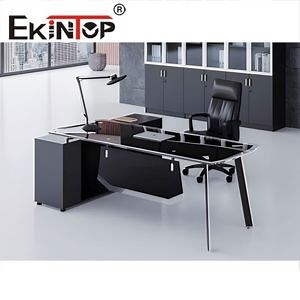 [Hot Item] Ekintop Furniture Small Black Glass Desk Glass Office Table