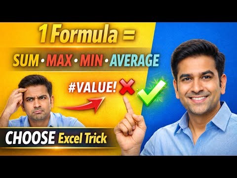😱 1 Formula se SUM, MAX, MIN, AVERAGE | Excel CHOOSE Function Trick