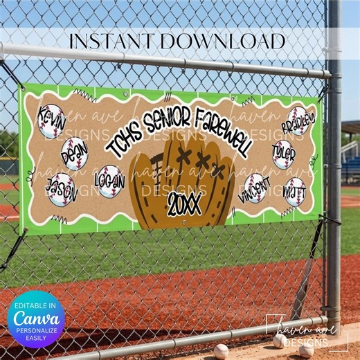 Editable Baseball Senior Night Farewell Banner, Canva Template, Player Recognition Decor - Etsy