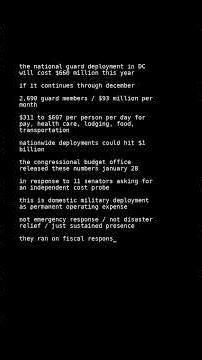 the national guard deployment in DC will cost $...