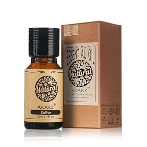 AKARZ Coffee Essential Oil Natural Organic Pure Coffee Oil for Skin Body Hair Care,Diffuser, Candle,Soap,Making, DIY,Massage Aroma 0.34 Fl Oz (10ml)