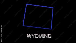 Neon animated map showing the state of Wyoming from the united state of america. 2d map of Wyoming. Stock Video