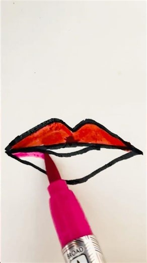 Most Satisfying Lip Drawing 👄❤️🩷💖 #art #shortsviral #shorts