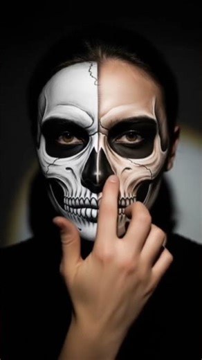 Skeleton half-face makeup #horror #ghost