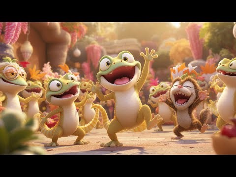 “Fun Animal Rhymes for Kids | Lizard, Gecko, Monkey & Otter Dance Songs”