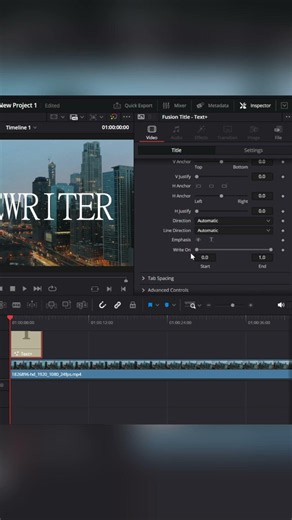 DaVinci Resolve: Typewriter Text Animation with Write On Keyframes (Step-by-Step)