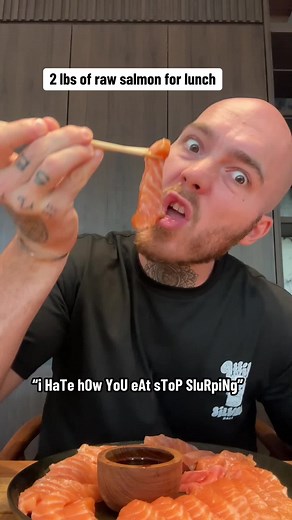 Raw Salmon ASMR: Slurping Sounds & Mukbang