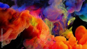 4K , Color paint drops in water , clor splash in water , drop Colorful ink in water, 4K footage,