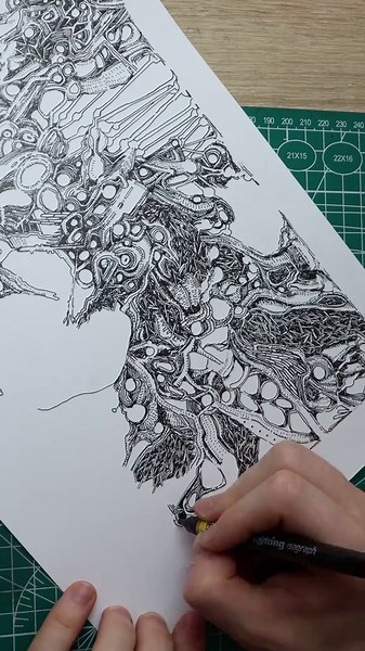 Today's abstract doodle line art drawing. Made with Pen: rotring isograph .35 | rotring drawing ink #doodleart #abstractart #penandink #LineArt #drawingprocess #artreels