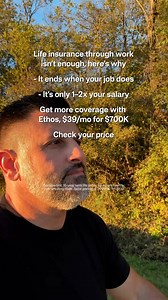 612K views · 11 shares | Life insurance coverage through your employer is a great start, but it’s not enough to cover everything you’d want to give your family. Get an extra $700K for only $39/mo. | Ethos | Facebook