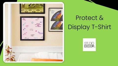 Studio Decor T-Shirt Display Frame - Display Case for Shirts, Jerseys, Memorabilia - Black, 1 Pack