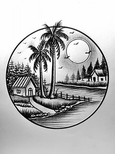 8K views · 248 reactions | Drawing circle scenery on A4 paper #drawingsketch #scenerydrawing | Md. Takbir Hossain | Facebook