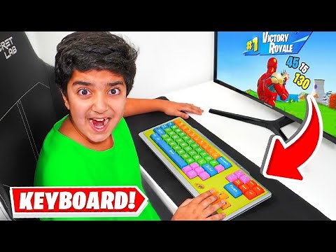 Little Brother Uses Keyboard MADE FOR KIDS To Play FORTNITE...