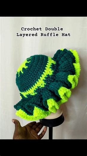 Crochet double layered ruffle hat tutorial now available#crochet#rufflehat#crochetrufflehat#fashion