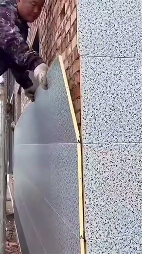 Installation of aluminum panel boards on exterior red brick walls #shorts