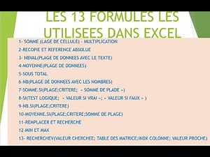 13 FORMULES EXCEL LES PLUS UTILISEES