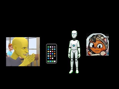 Classic Android Brother, Android Male and Khayo-w8m uses phones in class/suspended/grounded