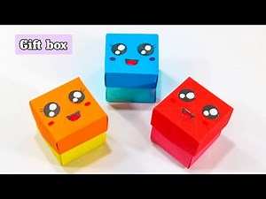 How to make gift box without glue - Gift box making with paper for birthday easy