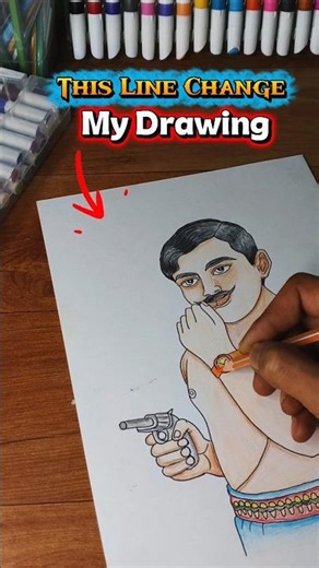 This Line is Change My Drawing | ChandraShekhar Azad 🇮🇳🙏 #shorts #viral #drawing #chandrashekharazad