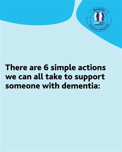 66 reactions · 12 shares | Connection is key for people with dementia. Here are 6 simple ways to show your support. To learn more, visit: https://bit.ly/43SNxFq #UnderstandTogether #DementiaInclusiveCommunities | Dementia: Understand Together | Facebook