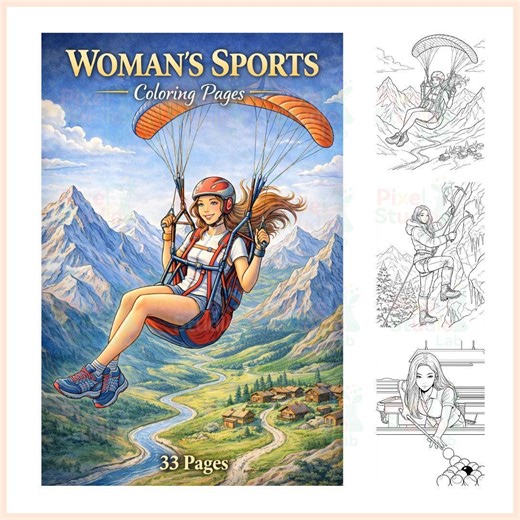 33 Woman's Sports Coloring Pages, Digital Download - Etsy