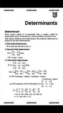 DETERMINANT | revision notes determinations #class12 maths