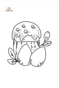 Coloring page - Easter cake and Painted Eggs ♥ Online and Print!