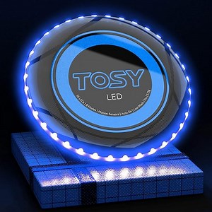 TOSY Flying Disc - 36 monocolor LEDs, Super Bright, Smart Modes, Christmas Stocking Stuffers Gift, Camping Toy for Kid/Teen/Adult, Auto Light Up, Rechargeable, Waterproof, 175g