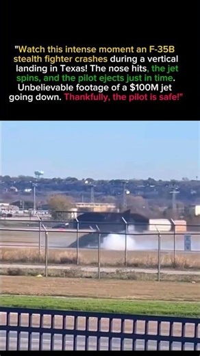 SHOCKING F-35 Stealth Jet Crash & Pilot Ejection! #aviation #shorts
