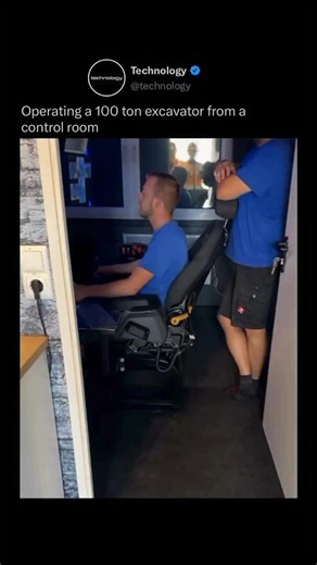 Technology on Instagram: "A remote console lets an operator control a 100 ton excavator from a safe room. Cameras stream live views while joysticks mirror cab controls. The machine responds in real time. Distance removes the operator from dust, vibration, and collapse risk. Precision stays high because feedback is constant. Digging can continue without putting someone in the pit. The system pairs heavy equipment with modern connectivity. Control inputs translate directly to hydraulic movement. I