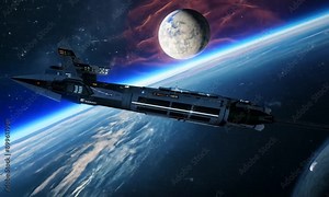 "Produce a 10-second animation of a spaceship docking at a space station." Video 4K Stock Video