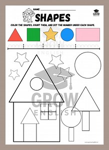 Shapes Worksheet for Kids | Color, Count and Dot | Preschool and Kindergarten PDF Printable - Etsy Canada