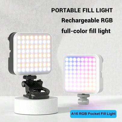 Luce LED portatile RGB a colori completi con batteria ricaricabile e molletta di montaggio, luce professionale per la bellezza e lampada multifunzionale per selfie, con tre modalità di illuminazione regolabili, illuminazione a 360° a colori completi, adatta per smartphone, tablet e laptop, perfetta per selfie, trucco, fotografia, registrazione video, videoconferenze, live streaming e vlogging, accessorio per vlog, design estetico di illuminazione moderna, costruzione durevole, regalo per la fest
