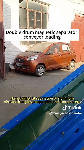Double drum magnetic separator conveyor belt loading #Stainless #Magnetic #Scrap #Copper #Aluminum