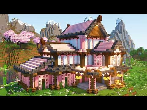 How to build Cherry Blossom Mansion - Minecraft Tutorial