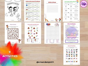 Holi Activity Bundle, Holi Coloring Pages, Printable Holi Themed Activity Sheets for Kids,digital Download - Etsy