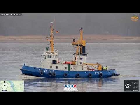 Schlepper BUTZFLETH nimmt RIX MUNTE an die Leine | Hafenmanöver vor Grauerort