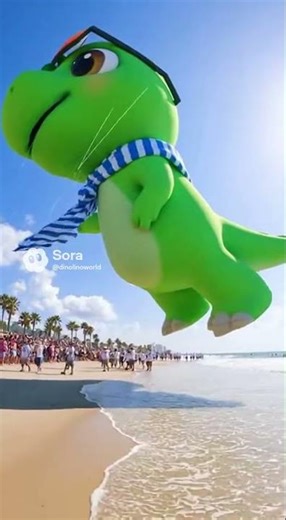 Massive Dinolino Balloon at the Beach Parade! 🌴😱🦖 Crowd Goes CRAZY!