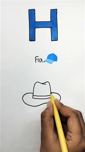 Anyone Can Draw H for Hat 🎩😍 #shorts