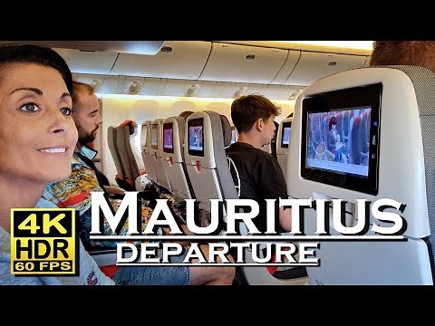 Mauritius - departure 💖 turbulence , Boeing 777 200ER Austrian Airlines in 4K 60fps HDR (UHD)