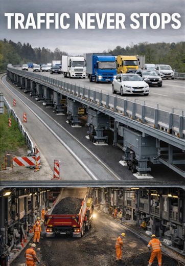 Switzerland's Astra Bridge represents a leap in future technology, allowing traffic management to continue seamlessly even during road construction at night. This modular bridge acts as a smart traffic system, enabling efficient repairs without disrupting traffic flow. It's a prime example of swiss engineering ingenuity, addressing the challenges of modern infrastructure. Hate getting stuck in construction traffic? Switzerland just solved it. Meet the 53 astra bridge. 🛣️ HOW IT WORKS: • It's a 