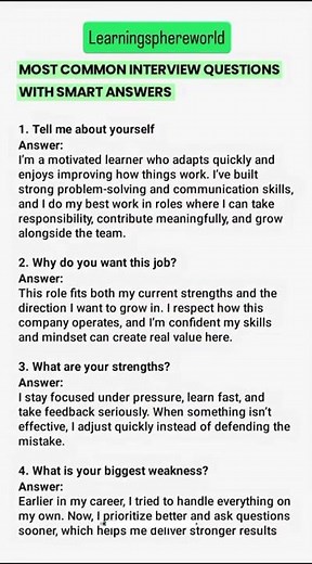 Most Common Interview Questions with Smart Answers in English | Interview Preparation Guide 💼✨